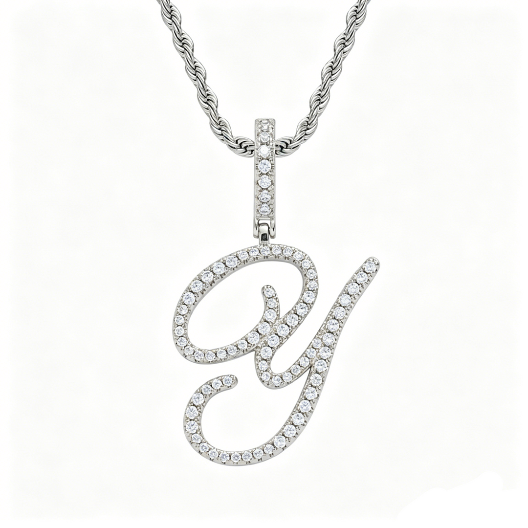 Braided Chain Letter Pendant Necklace