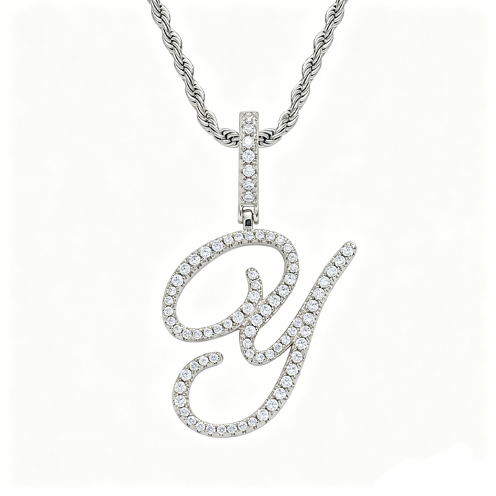 Braided Chain Letter Pendant Necklace