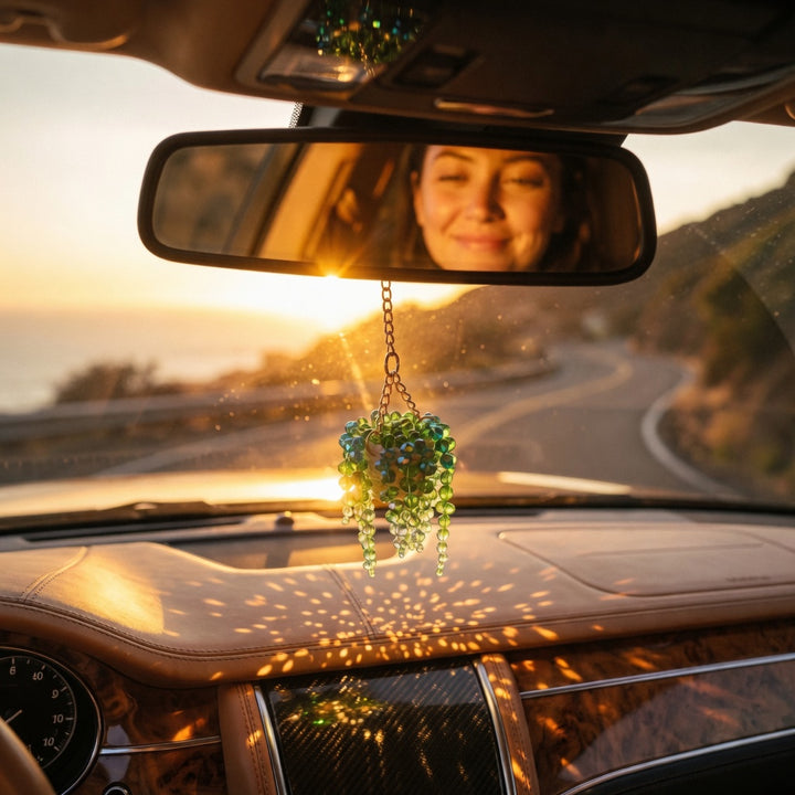 Beaded Succulent Car Charm Decor
