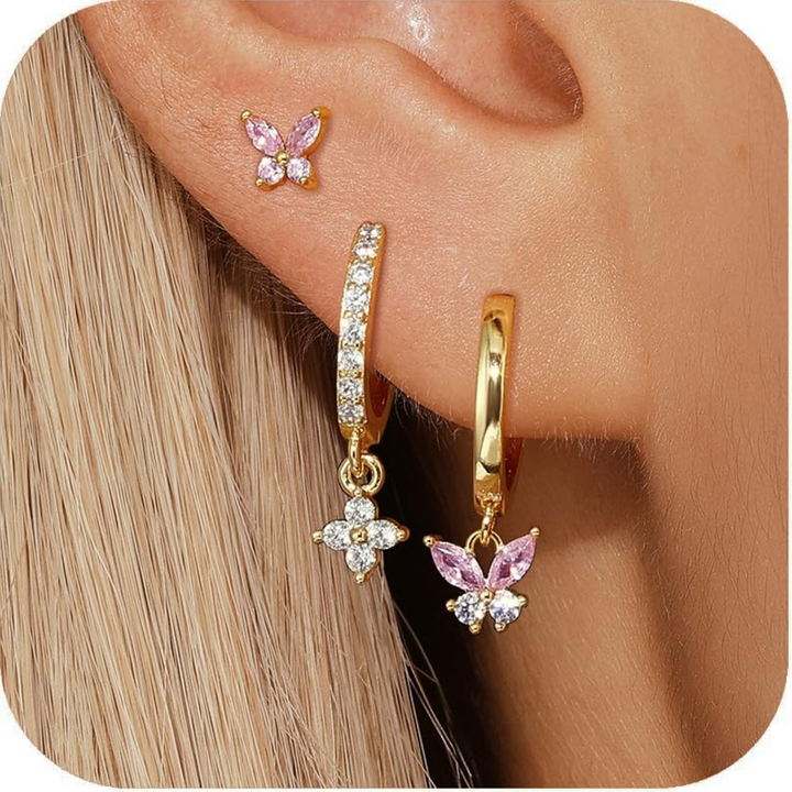 Zircon Butterfly Multi-Piece Earring Set for Women