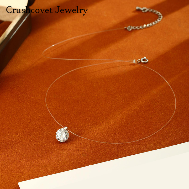 Floating Zircon Necklace Invisible Layering Chain