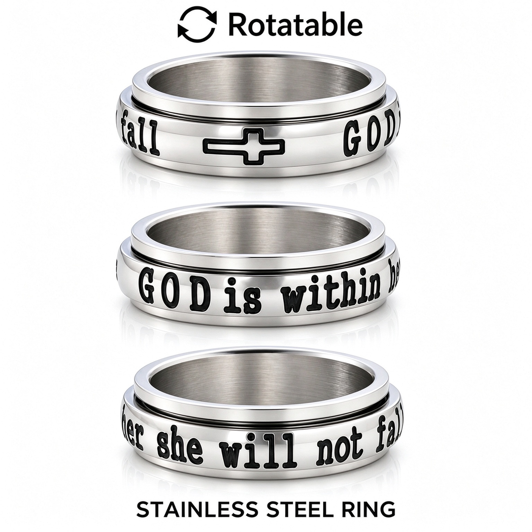 Scripture Engraved Cross Spinner Fidget Ring