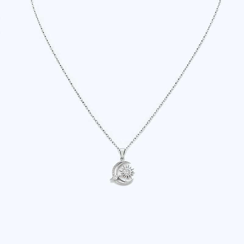 Sun Moon Star Zircon Pendant Necklace