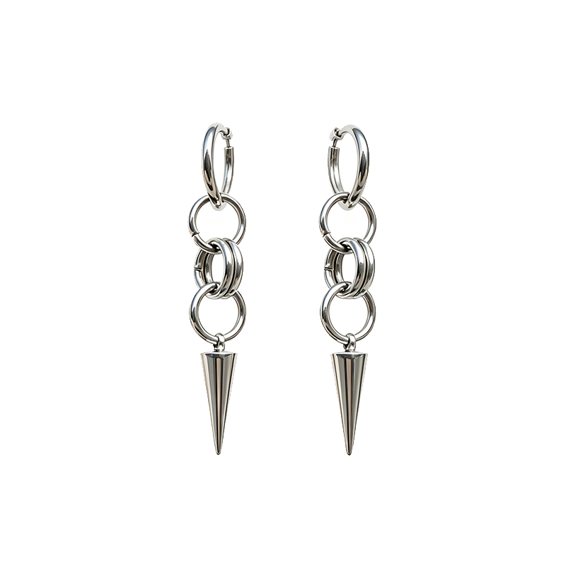 Spike Chain Drop Hoop Earrings