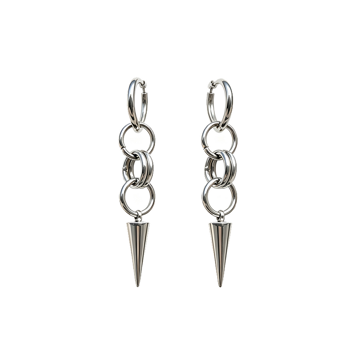Spike Chain Drop Hoop Earrings