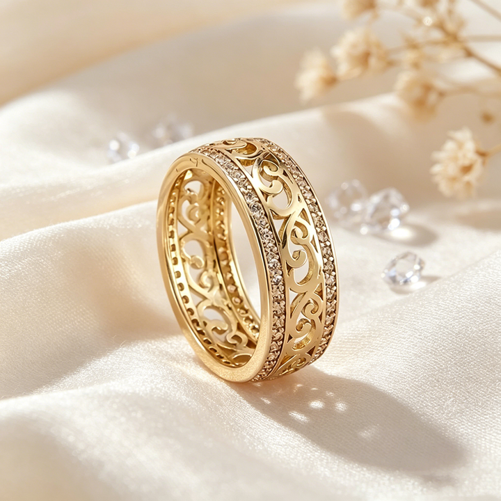 Hollow Zircon Band Ring for Women
