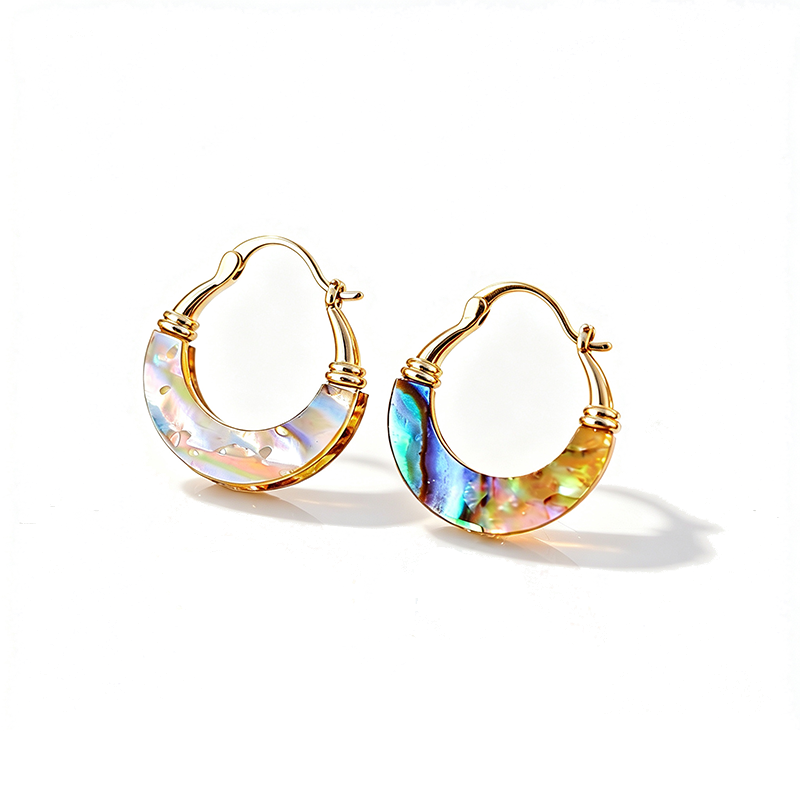 Abalone shell curved earrings