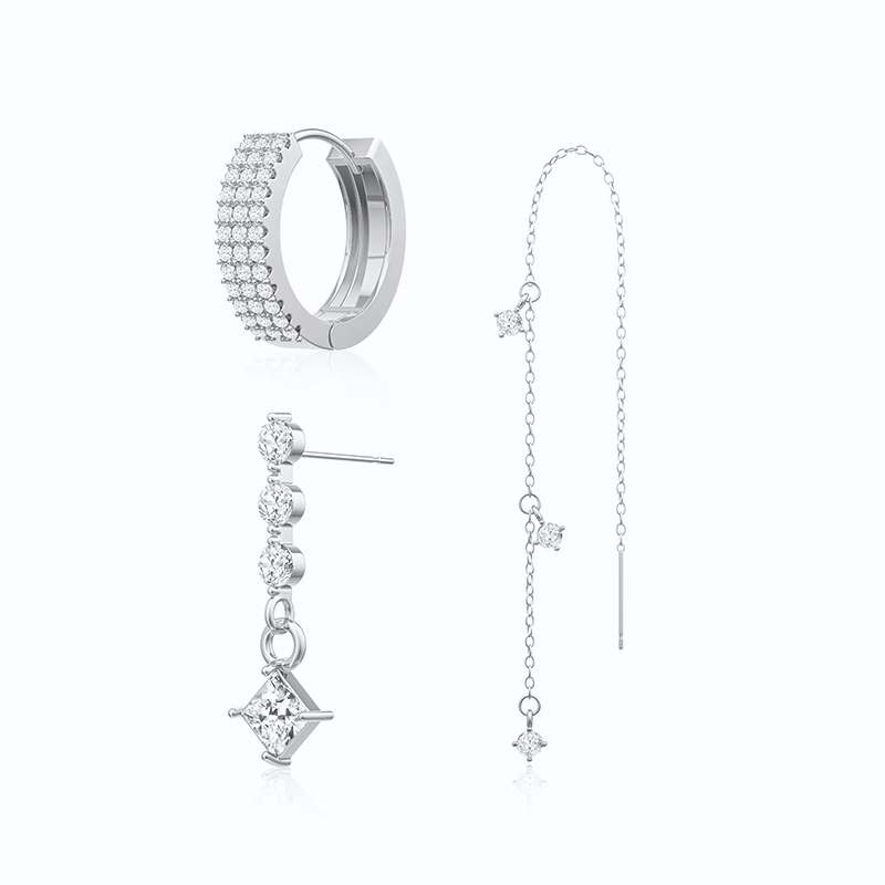 Elegant Zircon Women Earring Trio Set