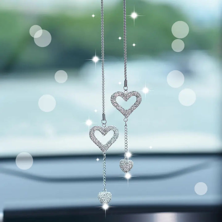 Heart Star Zircon Rearview Mirror Car Charm