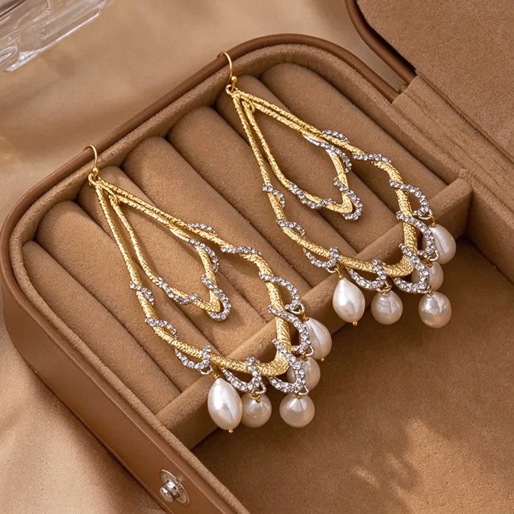 Serpent Wrap Woven Pearl Dangle Earrings
