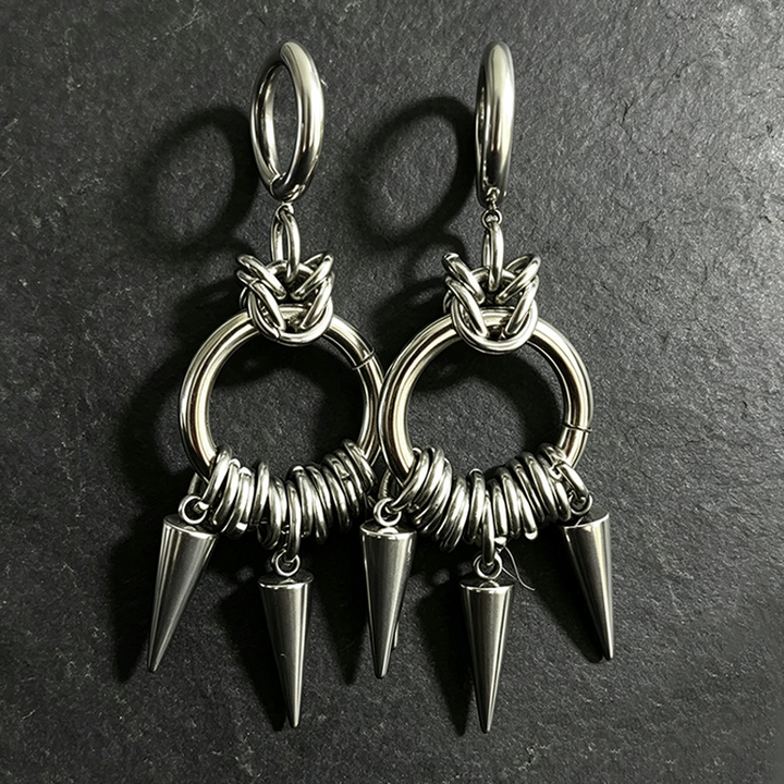 Edgy Cone Pendant Earrings Grunge Casual Style
