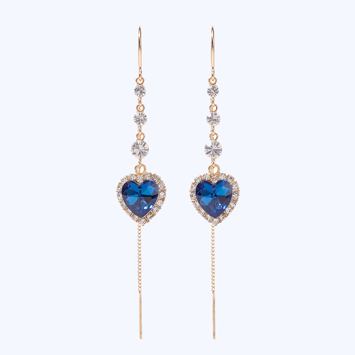 Threader Earrings Heart Tassel Date Night