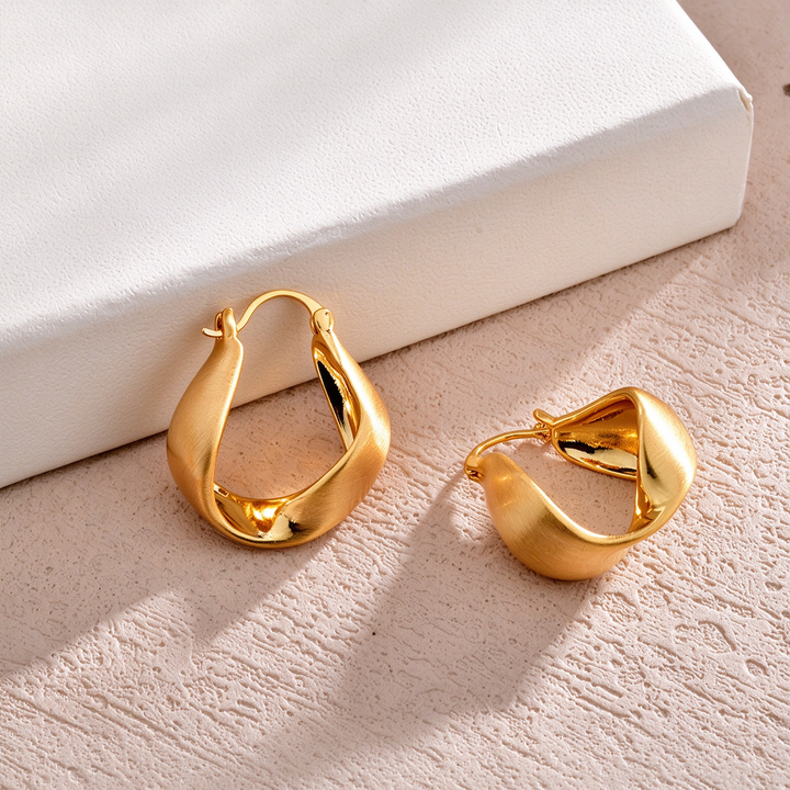Simple Twisted Matte Brushed Hoop Earrings