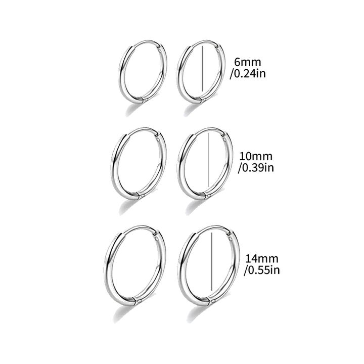 Multi Size Plain Hoop Earring Set Daily Wear