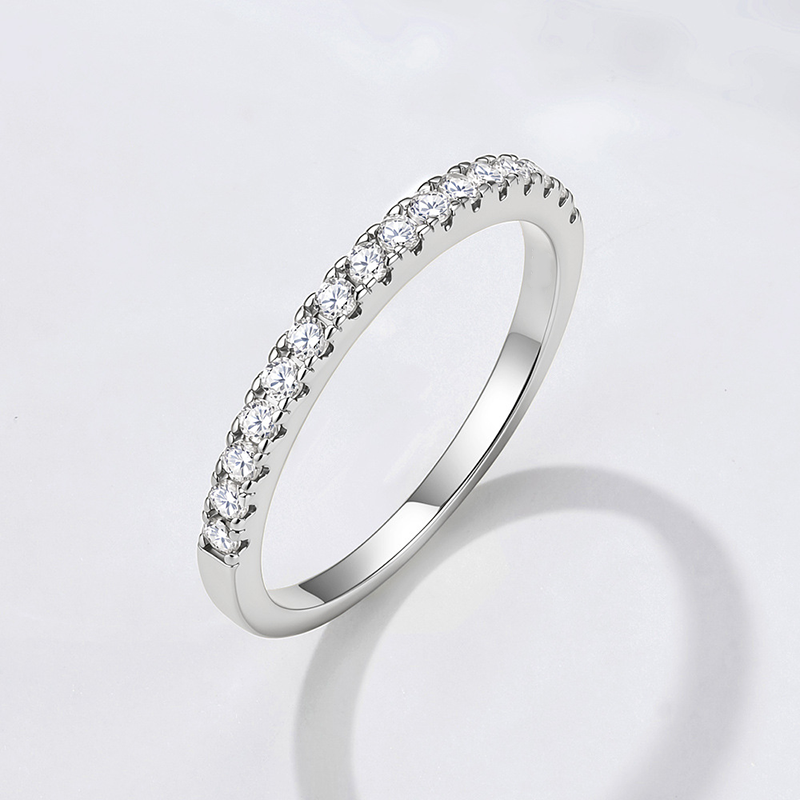 Women Half Band Cubic Zirconia Ring
