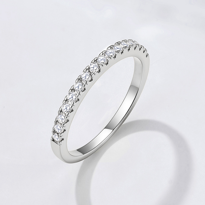 Women Half Band Cubic Zirconia Ring