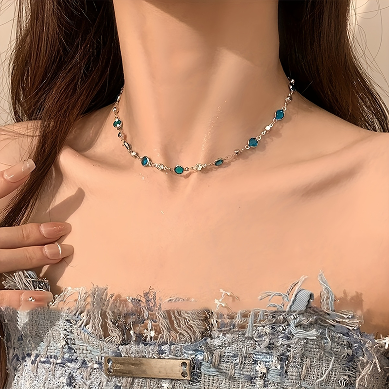 Blue Butterfly Double-Layer Anklet Necklace