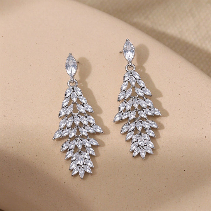 Sparkling Crystal Leaf Drop Earrings