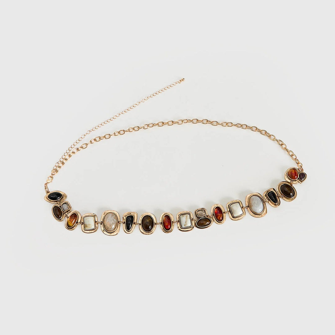 Mixed Stone Waist Chain Bracelet Matching Set