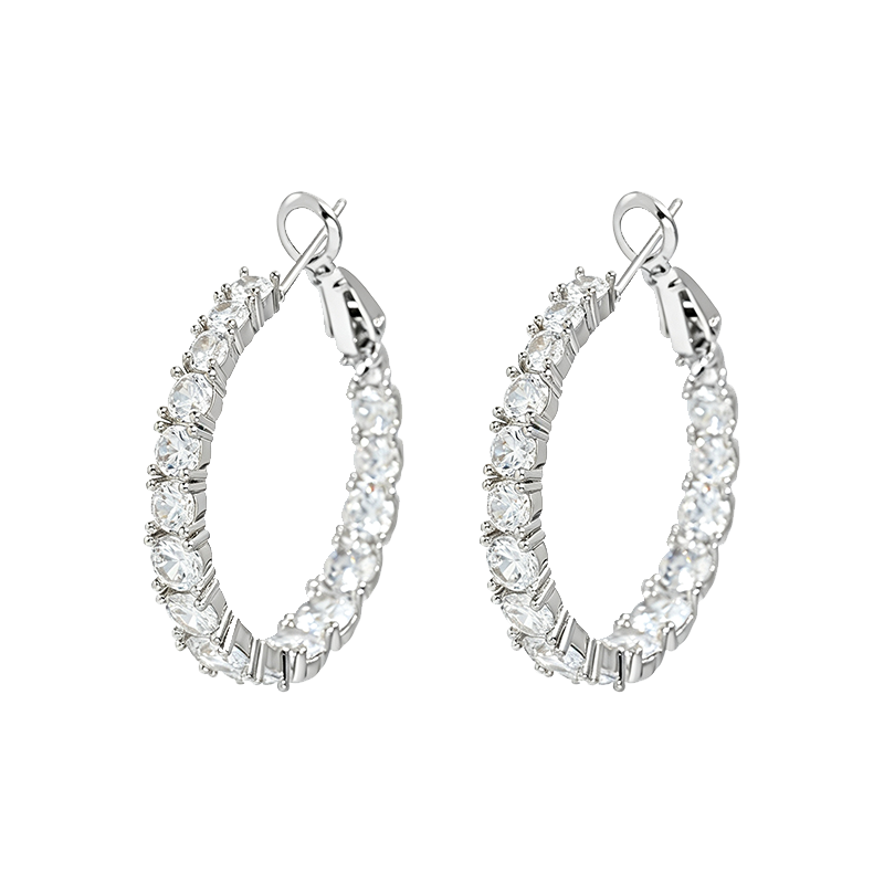 Sparkly Cubic Zirconia Hoop Earrings