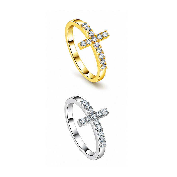 Side Cross Faith Statement Ring