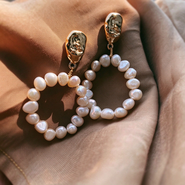 Baroque Pearl Circle Drop Earrings