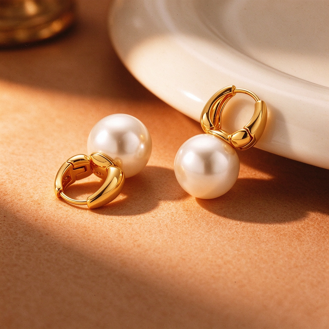 Pearl Drop Huggie Earrings for Everyday