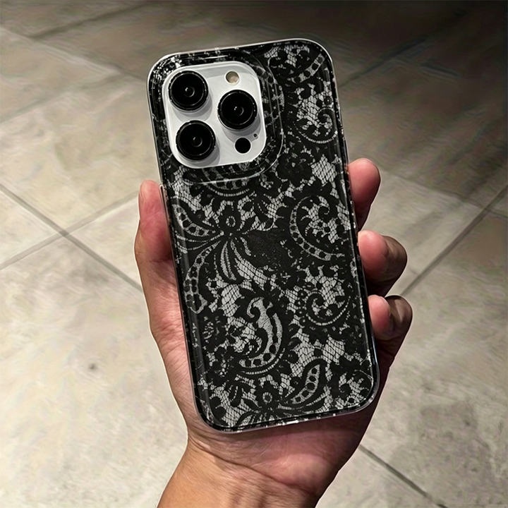 Floral lace print transparent iPhone case
