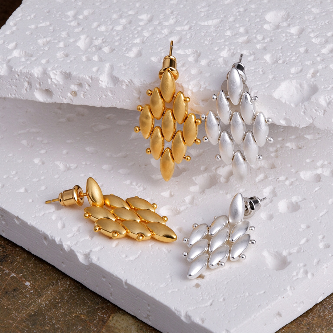 Matte Multi Petal Metal Drop Earrings