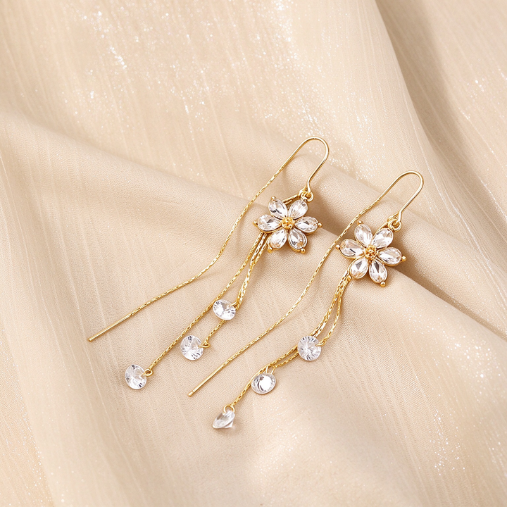 Dainty Floral Tassel Drop Earrings