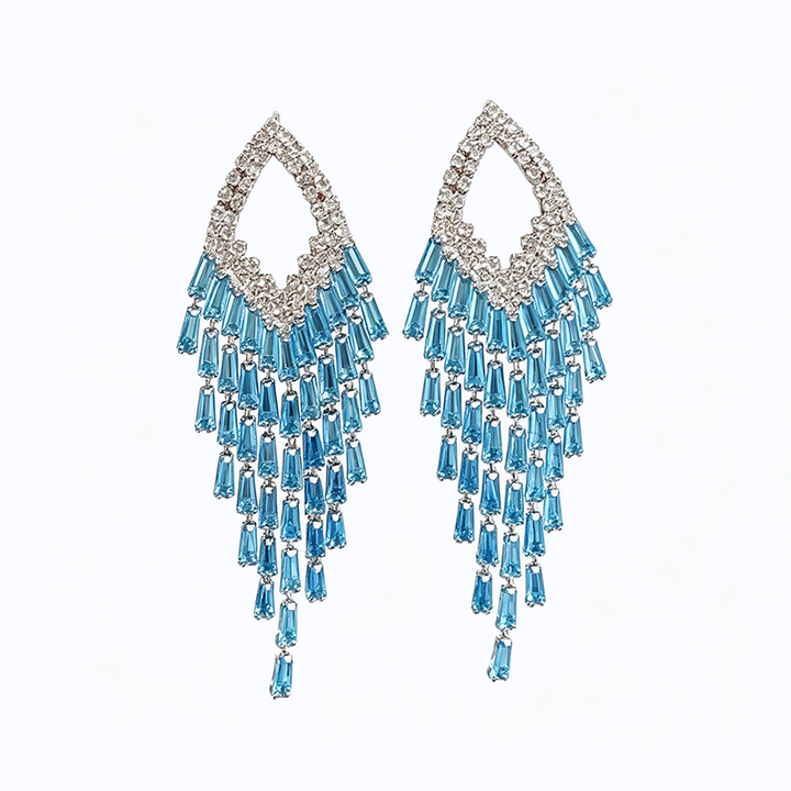 Rhombus Zircon Sparkle Tassel Earrings