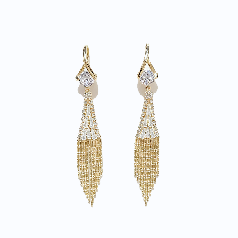 Evening Long Tassel Dangle Earrings