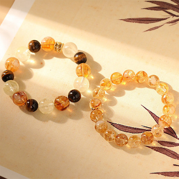 Natural Citrine Tiger Eye Stretch Bracelet