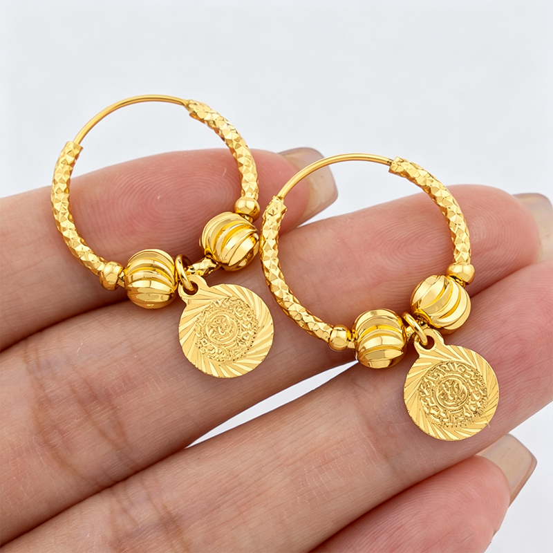 Coin Charm Hoop Earrings for Everyday