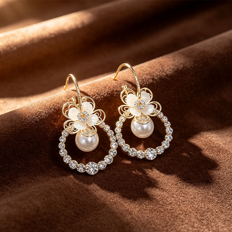 Floral Hoop Earrings Sparkling Date Night