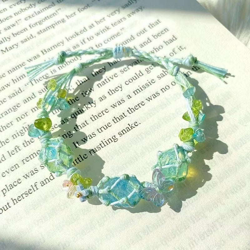 Handwoven Floral Crystal Bracelet