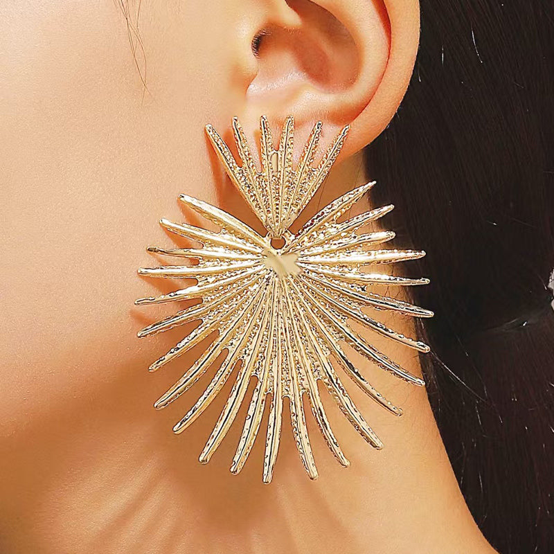 Large Leopard Starburst Earrings Party Wear