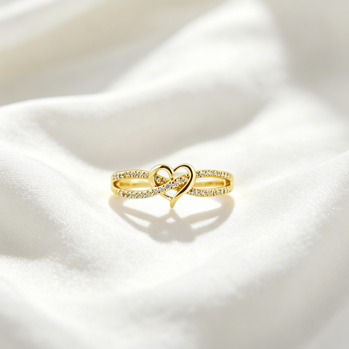 Twisted Heart Micro Pave Zircon Band Ring for Women
