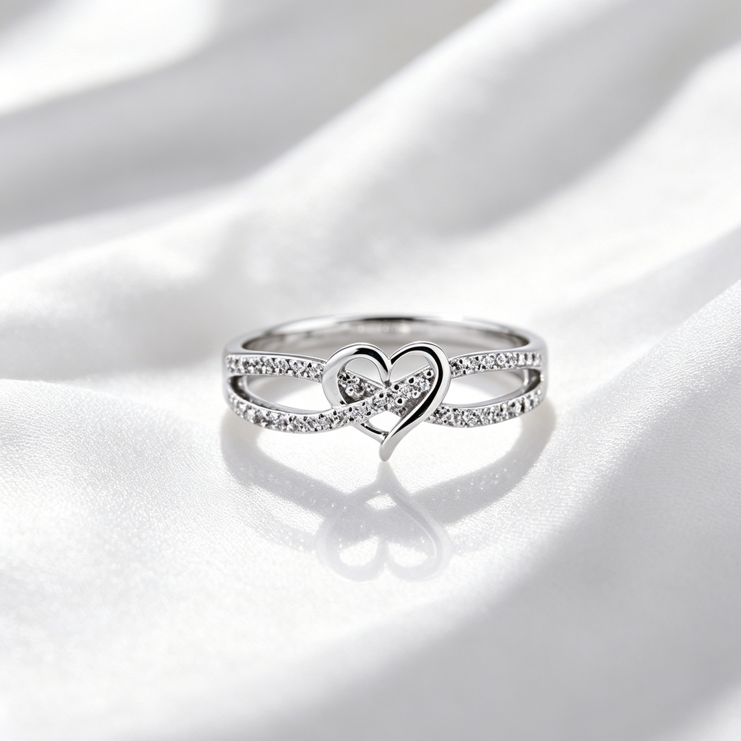 Twisted Heart Micro Pave Zircon Band Ring for Women