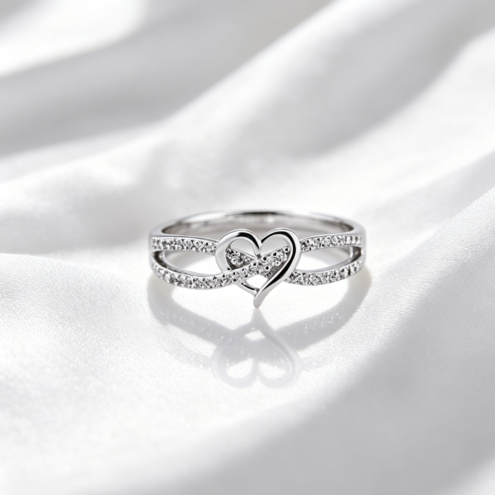 Twisted Heart Micro Pave Zircon Band Ring for Women