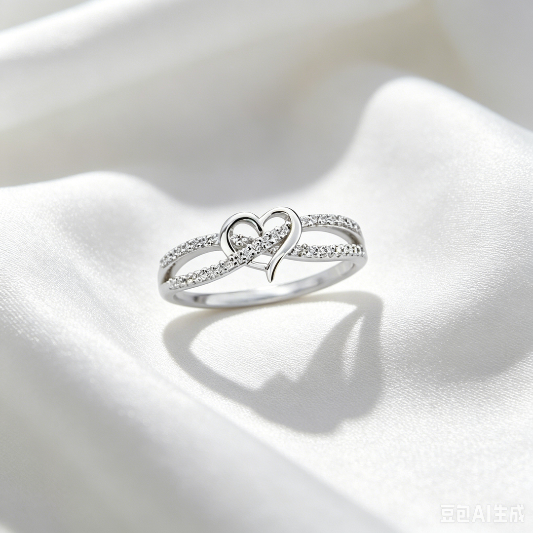 Twisted Heart Micro Pave Zircon Band Ring for Women