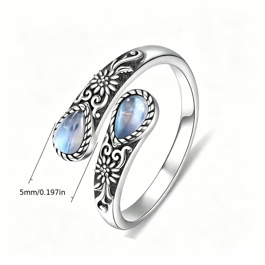 Daisy Moonstone Adjustable Open Ring