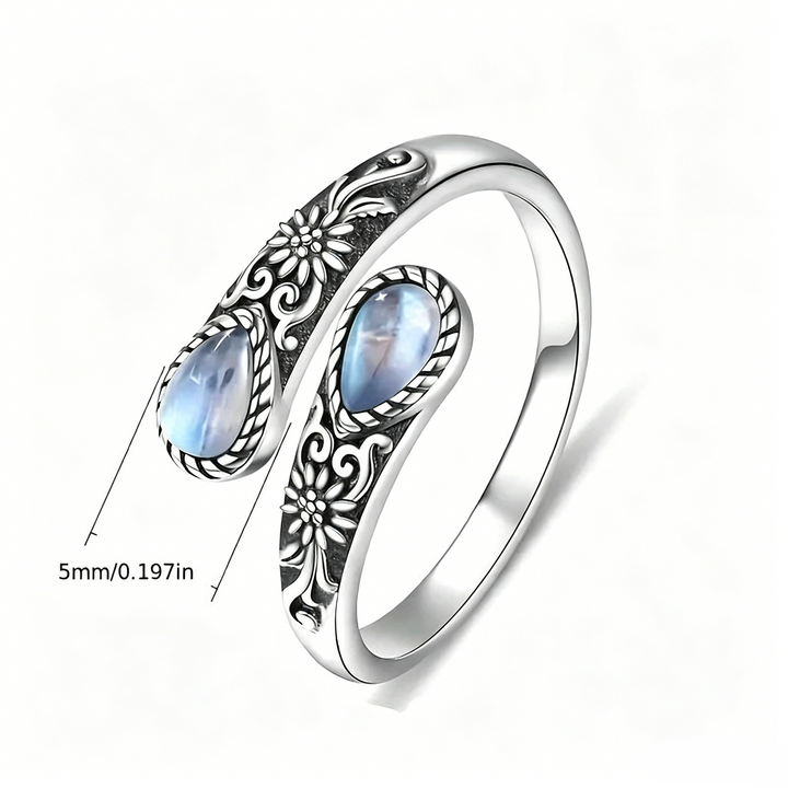Daisy Moonstone Adjustable Open Ring