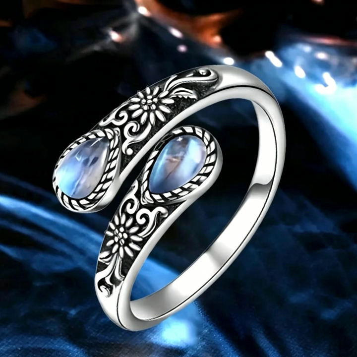 Daisy Moonstone Adjustable Open Ring