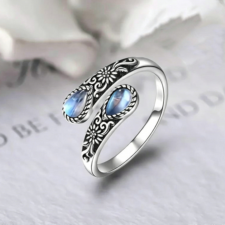 Daisy Moonstone Adjustable Open Ring