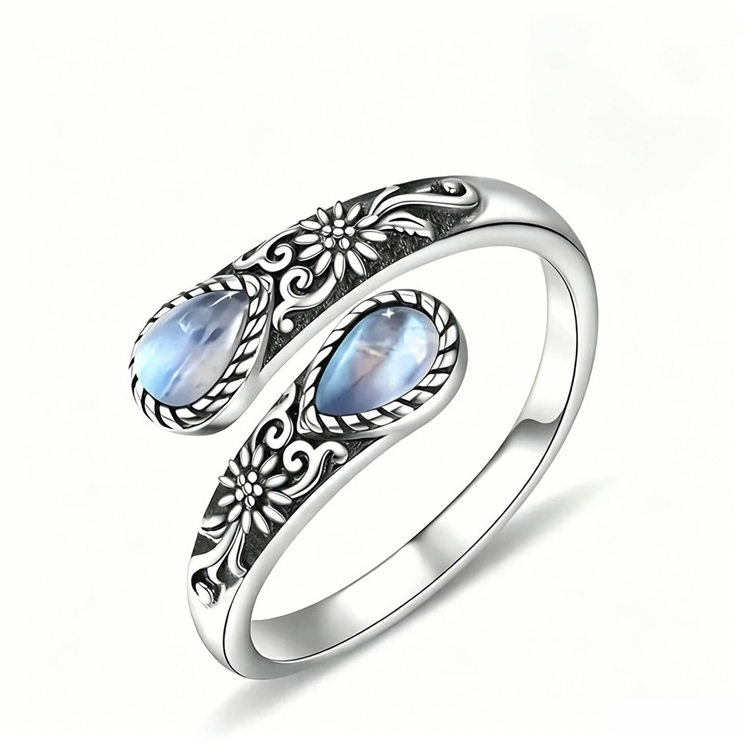 Daisy Moonstone Adjustable Open Ring