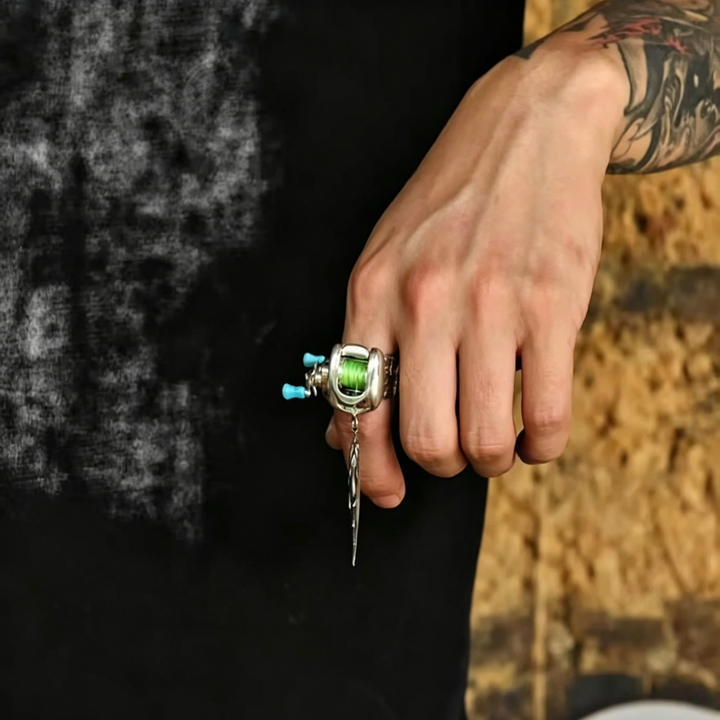 Mini Fishing Reel Jewelry Necklace Ring Set