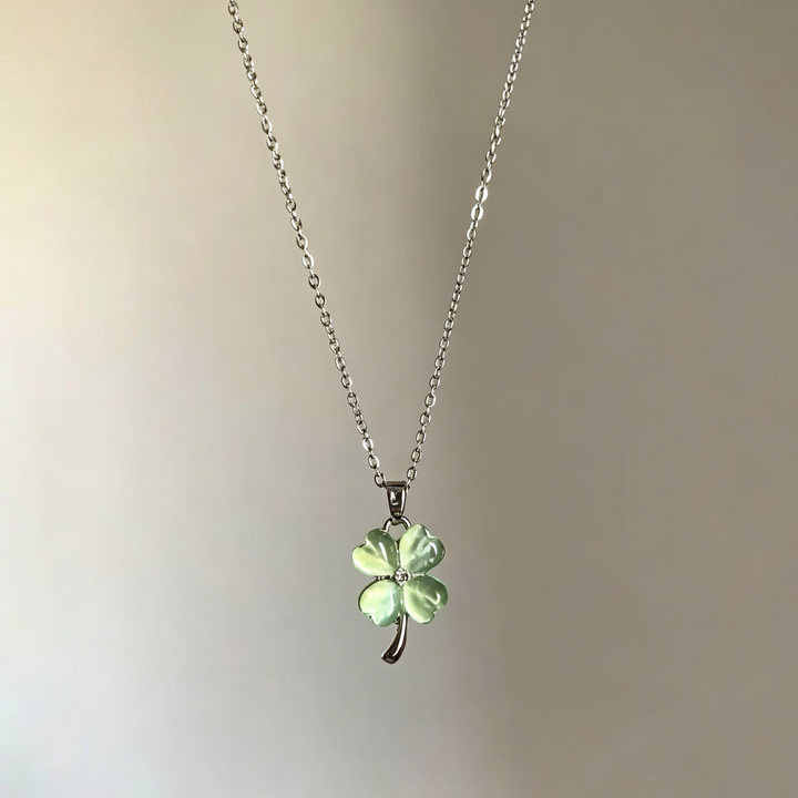 Clover Crystal Accent Clavicle Necklace