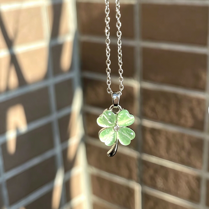 Clover Crystal Accent Clavicle Necklace