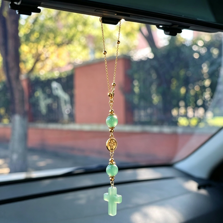 Cross Beaded Auto Mirror Pendant Ornament
